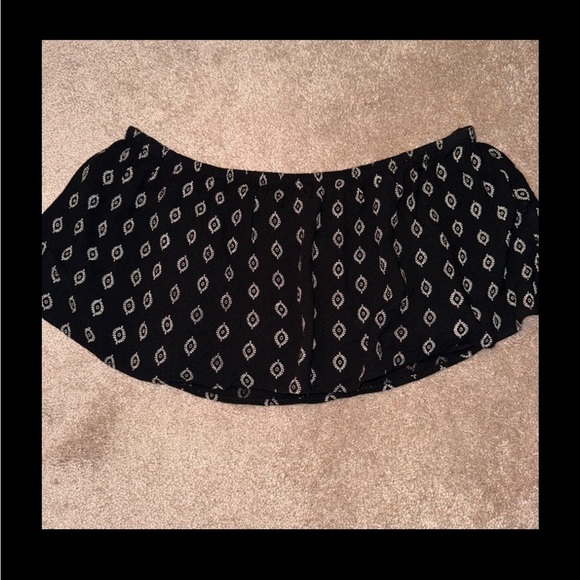 EARTHBOUND FLOUNCE SLEEVE OFF SHOULDER BOHO BLUE GEO PRINT FLOWY CROP M - Picture 11 of 12